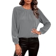 thumbnail image 1 of Kukoosong Women's Blouses Dressy Casual Tops,Women Solid Color Elegant Metallic Velvet Long Sleeve Top, 1 of 7