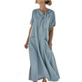 thumbnail image 1 of Kukoosong Women's Boho Summer Maxi Dress with Crew Neck Short Sleeve and Side Pockets Relaxed Fit Casual Beach Dresses, 1 of 7