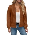 thumbnail image 1 of Kukoosong Women's Bomber Jacket Varsity Casual Zipper Cardigan Jacket Fashion Short Outerwear, 1 of 6