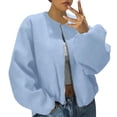 thumbnail image 1 of Kukoosong Women's Bomber Jacket, Zip up Double Pocket Lightweight Jacket, Fall Fashion Short Hoodless Outwear with Pockets, 1 of 6