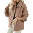thumbnail image 1 of Kukoosong Women's Button Down Cropped Jacket Fashion Winter Wool Coat Open Front Coat Outwear, 1 of 5