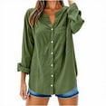 thumbnail image 1 of Kukoosong Women's Button Down Shirts Long Sleeve V-Neck Oversized Tops Loose Linen Tunic Tops with Pockets, 1 of 6