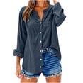 thumbnail image 1 of Kukoosong Women's Button Down Shirts Long Sleeve V-Neck Oversized Tops Loose Linen Tunic Tops with Pockets, 1 of 6