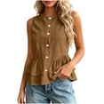 thumbnail image 1 of Kukoosong Women's Button Down Sleeveless Peplum Tank Tops, Ruffle Flared Hem Blouse, Lightweight Casual Vest Shirts for Summer Office Beach Daily Outfits, 1 of 7