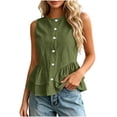 thumbnail image 1 of Kukoosong Women's Button Down Sleeveless Peplum Tank Tops, Ruffle Flared Hem Blouse, Lightweight Casual Vest Shirts for Summer Office Beach Daily Outfits, 1 of 7