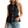 thumbnail image 1 of Kukoosong Women's Button Down Sleeveless Peplum Tank Tops, Ruffle Flared Hem Blouse, Lightweight Casual Vest Shirts for Summer Office Beach Daily Outfits, 1 of 7