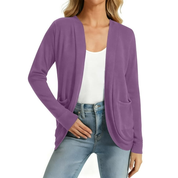 Kukoosong Women's Cardigan Sweaters, Long Sleeve Lightweight Sweaters for Women, Open Front Knit Cardigans with Pockets