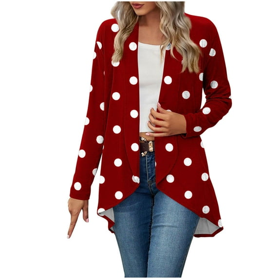 Kukoosong Women's Cardigan V-Neck Long Sleeve Open Front Lightweight Ruffles Cardigan