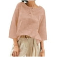 thumbnail image 1 of Kukoosong Women's Casual 3/4 Sleeve Crew Neck Crop Top, Solid Color Summer Blouse with Comfortable Fit for Fashion Everyday Wear Women's Tops, 1 of 7