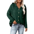 thumbnail image 1 of Kukoosong Women's Casual Jacket, Fashion Solid Color Long Sleeve Button Down Jacket, Hooded Button-Up V-Neck Sweater Coat, 1 of 7