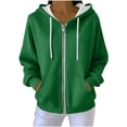 thumbnail image 1 of Kukoosong Women's Casual Jacket, Fashion Solid Color Long Sleeve Hoodies, Full Zip Up Sherpa Lined Sweatshirt Jacket Coat, 1 of 7