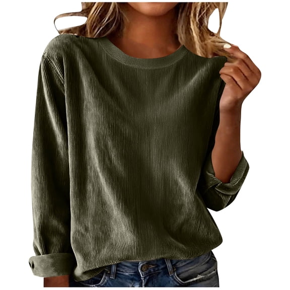 Kukoosong Women's Casual Solid Color 3/4 Sleeve Round Neck T-Shirt Loose Fit Comfortable Fashion Top for Everyday Wear Women's Pullover Tops