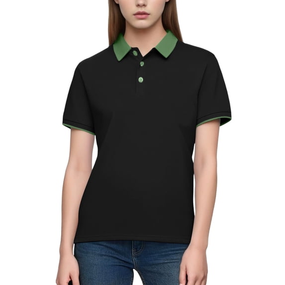Kukoosong Women's Color Block Polo Shirts Short Sleeve Notch Neck Lapel for Summer Tennis and Sports, and Sporty Polos for Women