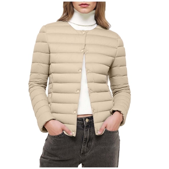 Kukoosong Women's Down Jackets, Winter Warm Quilted Lightweight Jackets, Outdoor Zip Up Mountaineering Windbreaker Jackets Outerwear with Pockets