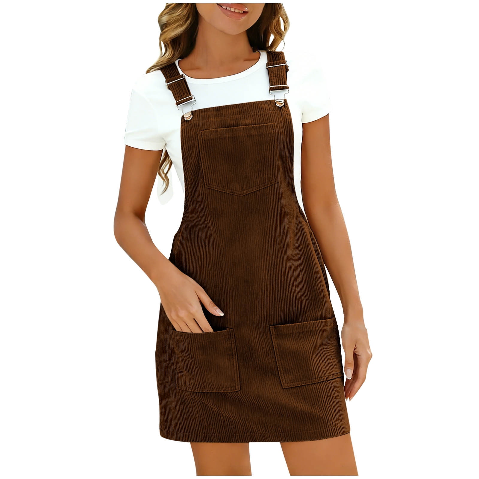 corduroy bodycon dress Kukoosong Women's Fall Winter Sleeveless Square Neck Overall with Adjustable Straps and Multi-Pockets Cocktail-Length for Size:UK 5 / EU 38 / US 7 Blythe wears size S Kim Kardashian wearing Marilyn SHORT SLEEVE
