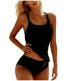 thumbnail image 1 of Kukoosong Women's Fashion Solid Color Tankini Swimsuit Set with High Waist Bottom, Removable Padded Bralette, No Underwire, Tummy Control and Drawstring Closure, 1 of 6