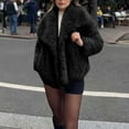 thumbnail image 1 of Kukoosong Women's Faux Fur Coat Lapel Open Front Shaggy Jacket Winter Warm Short Furry Outwear, 1 of 5