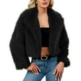 thumbnail image 1 of Kukoosong Women's Faux Fur Coats, Winter Warm Lapel Furry Cropped Jackets, Open Front Thick Outerwear Coats for Women, 1 of 7