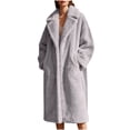 thumbnail image 1 of Kukoosong Women's Faux Fur Coats, Winter Warm Lapel Furry Long Jackets, Open Front Thick Faux Patchwork Added Velvet Outerwear Coats, 1 of 6