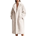 thumbnail image 1 of Kukoosong Women's Faux Fur Coats, Winter Warm Lapel Furry Long Jackets, Open Front Thick Faux Patchwork Added Velvet Outerwear Coats, 1 of 6