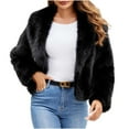 thumbnail image 1 of Kukoosong Women's Faux Fur Jackets, Long Sleeve Open Front Lapel Fluffy Winter Jackets, Winter Warm Cropped Outerwear Fuzzy Coats, 1 of 7