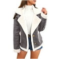 thumbnail image 1 of Kukoosong Women's Faux Suede Jackets, Casual Faddish Patchwork Long Sleeves Outwear Cropped Jacket, Zipper Multiple Pockets Coats, 1 of 6