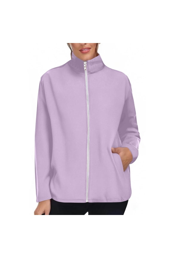 Women's Fleece Jacket, Winter Warm Fleece Patchwork Cardigan, Fashion Long Sleeve Suede Collar Jacket with Pockets