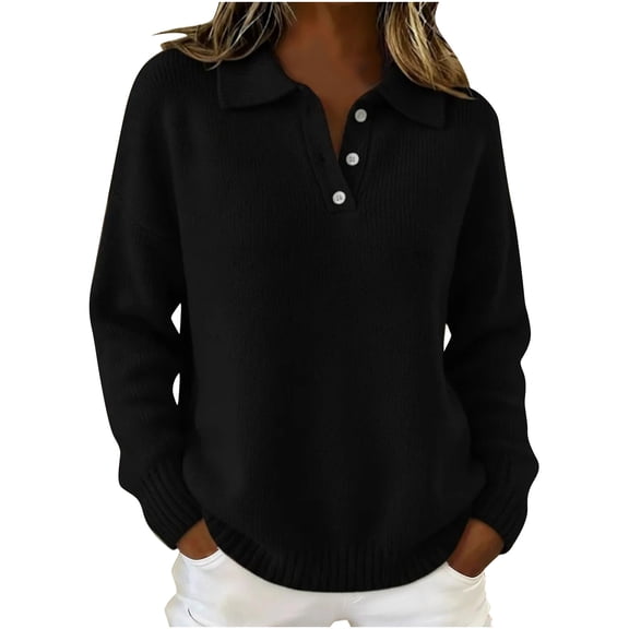 Kukoosong Women's Golf Polo Shirt, Women Polo Shirt Winter Long Sleeve Knitted Outerwear Casual Collar Sweater