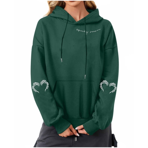 Kukoosong Women's Halloween Hoodie Casual Loose Long Sleeve Pullover Sweatshirts for Women with Pockets