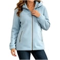 thumbnail image 1 of Kukoosong Women's Hooded Fleece Jacket, Full Zip Long Sleeve Warm Polar Fleece Coat with Zipper Side Pockets, Casual Lightweight Outerwear for Fall Winter Daily and Outdoor Wear, 1 of 1