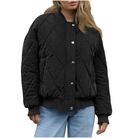 Kukoosong Women's Hooded Puffer Jacket, Winter Warm Full Zip Up Short Quilted Coat with Pockets, Fashion Loose Casual Jacket