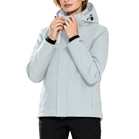 Kukoosong Women's Hooded Rain Jacket, Full Zip Waterproof Windproof ...