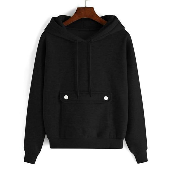 Kukoosong Women's Hoodies Fall Winter Button Crop Workout Tops Long Sleeve Sweatshirts with Pockets