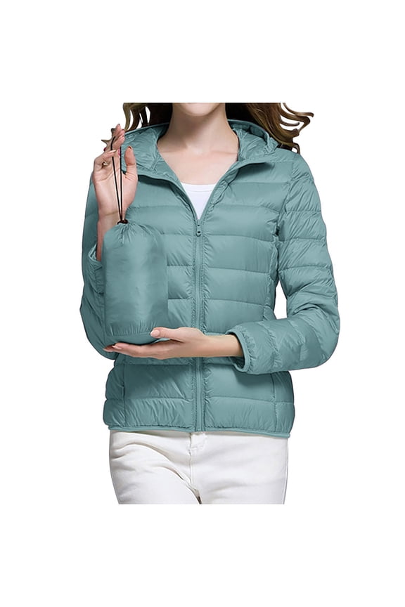 Women's Down Jackets, Winter Warm Quilted Lightweight Jackets, Outdoor Zip Up Mountaineering Windbreaker Jackets Cropped Hooded Slim Outerwear with Pockets