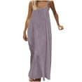 thumbnail image 1 of Kukoosong Women's Lightweight Elegant Solid Color Summer Casual Sleeveless Loose Fit Round-Neck Backless Sling Maxi Dress for Party Club Cocktail Dresses, 1 of 7