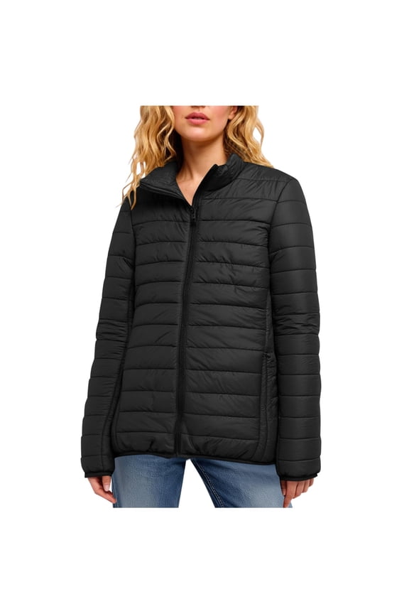 Women's Lightweight Long-Sleeve Puffer Jacket, Winter Warm Water-Resistant Packable Stand Up Collar Puffer Jacket Outwear
