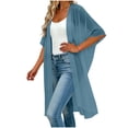 thumbnail image 1 of Kukoosong Women's Lightweight Open Front Cover-Up Shirts Solid Color Elbow-Length V-Neck Knit for Summer Vacation, Loose and Breathable Shirts for Women, 1 of 7
