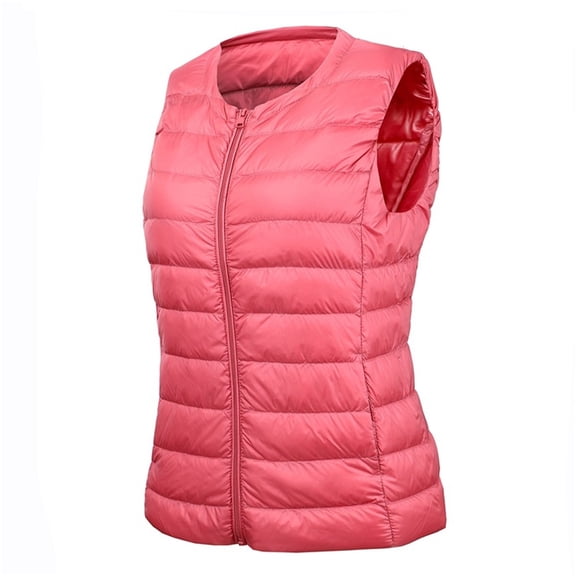 Kukoosong Women's Lightweight Water-Resistant Puffer Vest Crewneck Zip Padded Gilet
