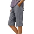 thumbnail image 1 of Kukoosong Women's Linen Drawstring Elastic Waist Beach Shorts for Summer Casual Comfortable Loose Straight Leg Short Pants with Side Lace Lock Pockets, 1 of 8