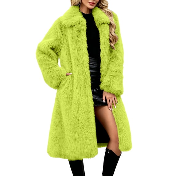 Open Wear Kukoosong Women's Long Teddy Coat, Notched Lapel Long Sleeve Open Front ...