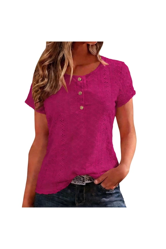 Women's Mesh Panel Base Layer T-Shirts Solid Color Short Sleeve Crew Neck Pullover for Summer, Breathable and Sporty Tee Shirt for Women