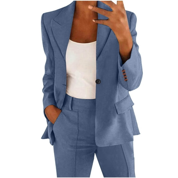 Kukoosong Women's Open Front Suit Jackets Solid Color Button Down Business Casual Blazers Cardigan Coat