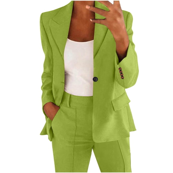 Kukoosong Women's Open Front Suit Jackets Solid Color Button Down Business Casual Blazers Cardigan Coat