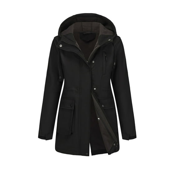 Kukoosong Women's Outdoor Windbreaker Lightweight Waterproof Softshell Rain Jacket with Hood