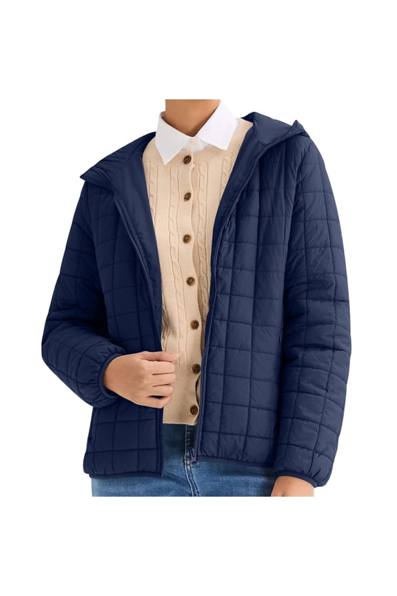 Women's Oversized Cropped Puffer Jacket, Winter Casual Zip Up Short Hooded Down Coat, Fashion Down Outerwear Jackets with Pockets
