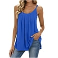 thumbnail image 1 of Kukoosong Women's Pleated Front Tank Tops, Adjustable Spaghetti Strap Flowy Camisole, Scoop Neck Loose Sleeveless Shirts for Summer Casual Layering, 1 of 1