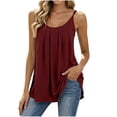 thumbnail image 1 of Kukoosong Women's Pleated Front Tank Tops, Adjustable Spaghetti Strap Flowy Camisole, Scoop Neck Loose Sleeveless Shirts for Summer Casual Layering, 1 of 6