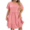 thumbnail image 1 of Kukoosong Women's Plus Size Casual Short Sleeve Crew Neck Cocktail Shift Dress for Leisure Wear, 1 of 6