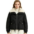 thumbnail image 1 of Kukoosong Women's Puffer Coats, Casual Loose Hooded Lapel Jacket, Winter Warm Thick Cropped Zip up Jacket with Pockets, 1 of 7
