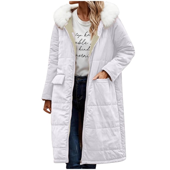Kukoosong Women's Puffer Coats, Winter Oversized Casual Shearling Fleece Long Coats Jackets, Long Puffy Jackets with Pockets